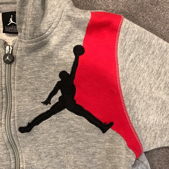 Grey Kids Jordan Zip Up Hoodie Size L - Picture 3 of 5